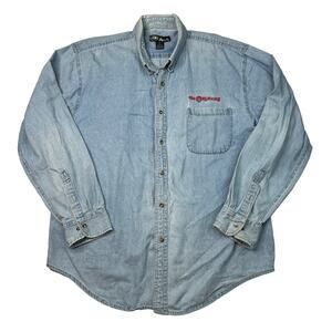 Vintage WFS The Orleans Mens Chambray Shirt Button Down Collar Blue XXL